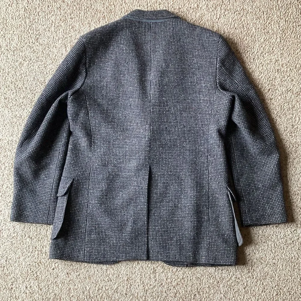 Vtg Pendleton Men’s Gray Multi-Color Fleck Tweed Wool Blazer Jacket Suede Trim